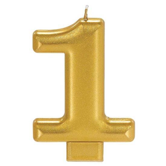 Amscan Numeral #1 Metallic Candle - Gold (unit)