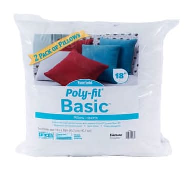 Poly-Fil Fairfield Basic Pillow Inserts, 18" x 18", White (2 ct)