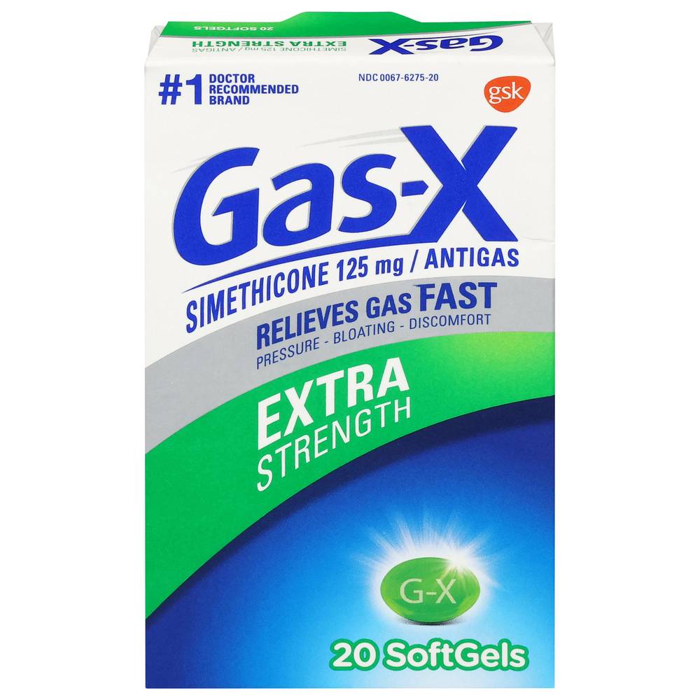 Gas-X 125 Mg Extra Strength Simethicone Antigas Softgels (0.8 oz, 20 ct)