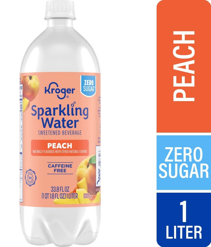 Kroger Zero Sugar Caffeine Free Sparkling Water Sweetened Beverage, Peach (33.8 fl oz)