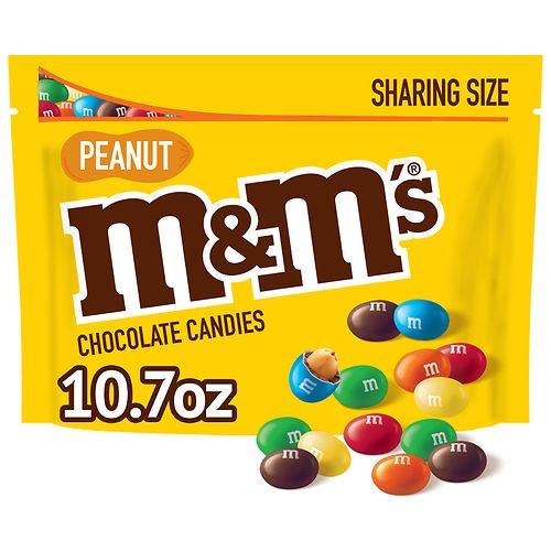 Order M&M's Peanut Milk Chocolate Candy Sharing Size Peanut - 10.7 oz food online from Walgreens store, Danville on bringmethat.com