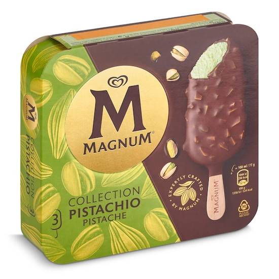 Helado Bombón Pistacho (3 unidades) Magnum Caja (231 g)