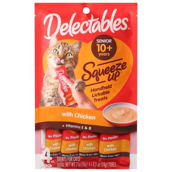 Delectables Squeeze Up Senior 10yrs+ Chicken Cat Treats (4 ct)