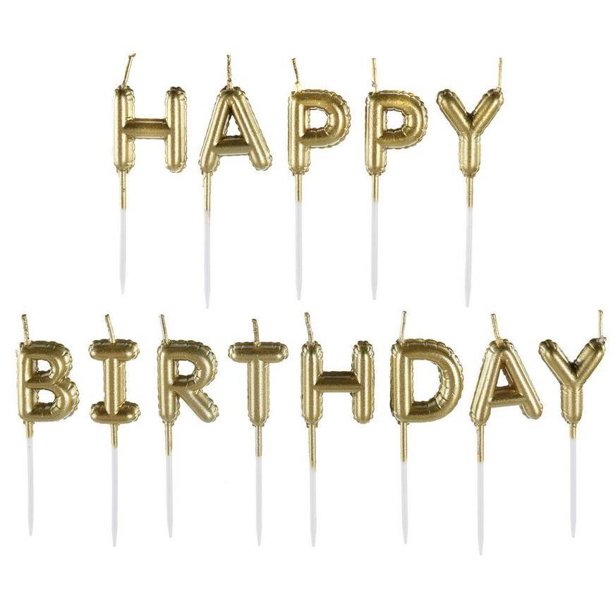 Party City Happy Birthday Candle Balloon Pick Set (2.25"/gold)