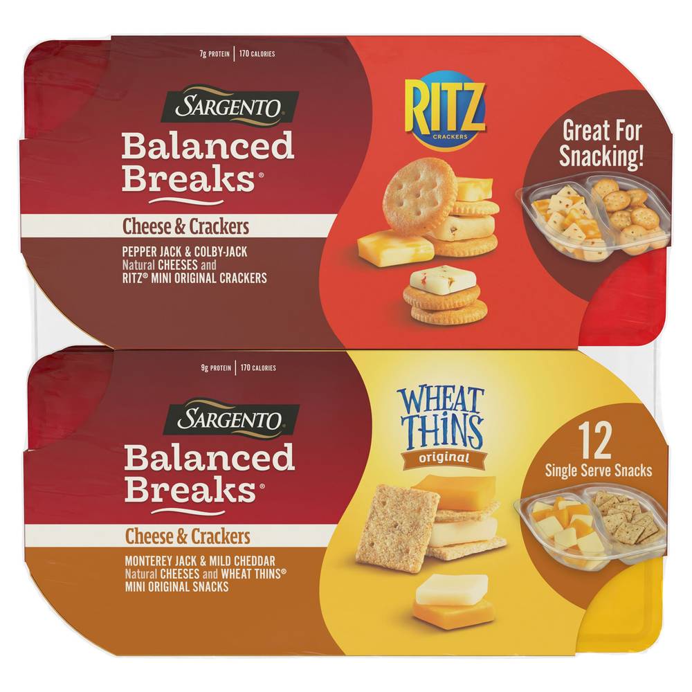 Sargento Balanced Breaks Cheese & Crackers, Variety Pack, 1.5 oz, 12-count