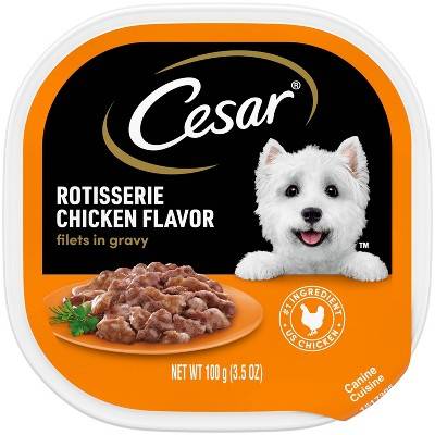 Cesar Soft Wet Dog Food Filets in Gravy Rotisserie Chicken Flavor (3.5 oz)