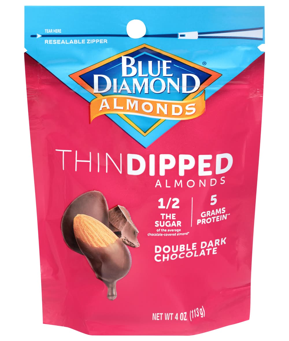Blue Diamond Thin Dipped Almonds, Double Dark Chocolate (4 oz)