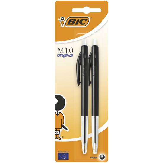 Bic - M10 original stylos bille rétractables noir (2 pièces)