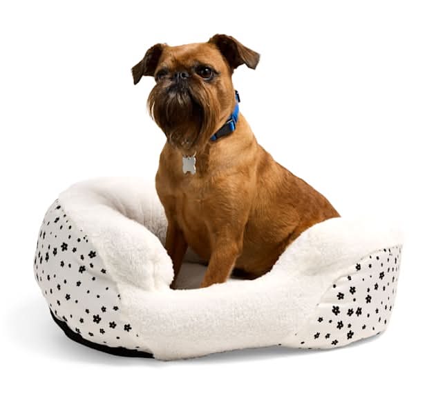 EveryYay Essentials Oval Cuddler Pet Bed, 23" L X 17" W X 7" H, White Ditsy Floral