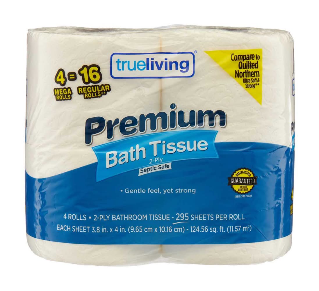 True Living 2-Ply Septic Safe Premium Bath Tissue Rolls 4 Ct