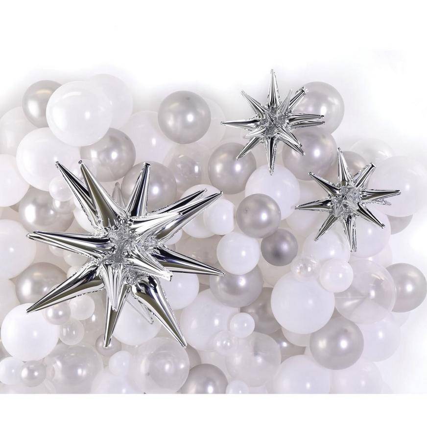 Party City Uninflated Magical Star Foil Balloon Accent Decor Kit (silver )