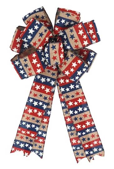 20" Red, White, Blue & Beige Stars Bow By Celebrate It
