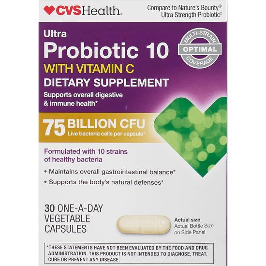 Cvs Health Ultra Probiotic 10 With Vitamin C Vegetable Capsules
