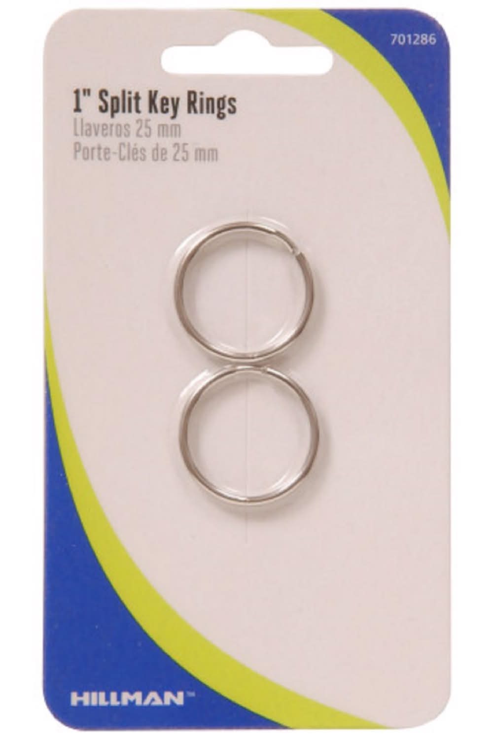 Hillman 1 In. D Tempered Steel Silver Split Rings/Cable Rings Key Ring