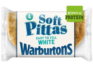Warburtons 4 White Soft Pittas