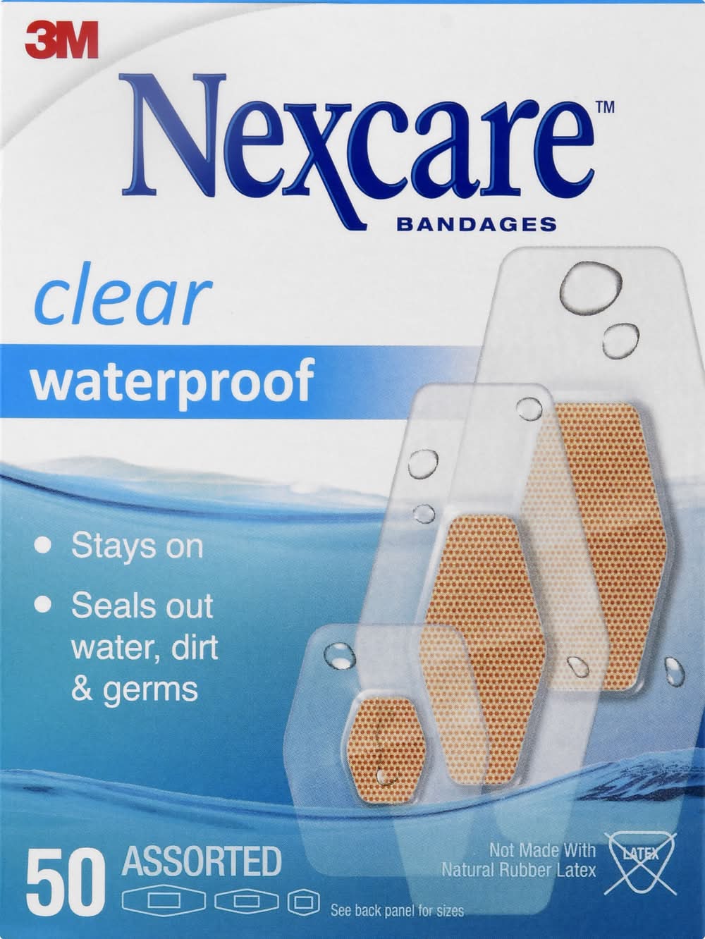 Nexcare Waterproof Assorted Bandages, Clear (50 ct)
