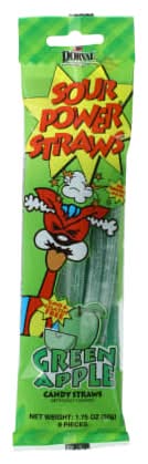 Sour Power® Green Apple Candy Straws 1.75oz