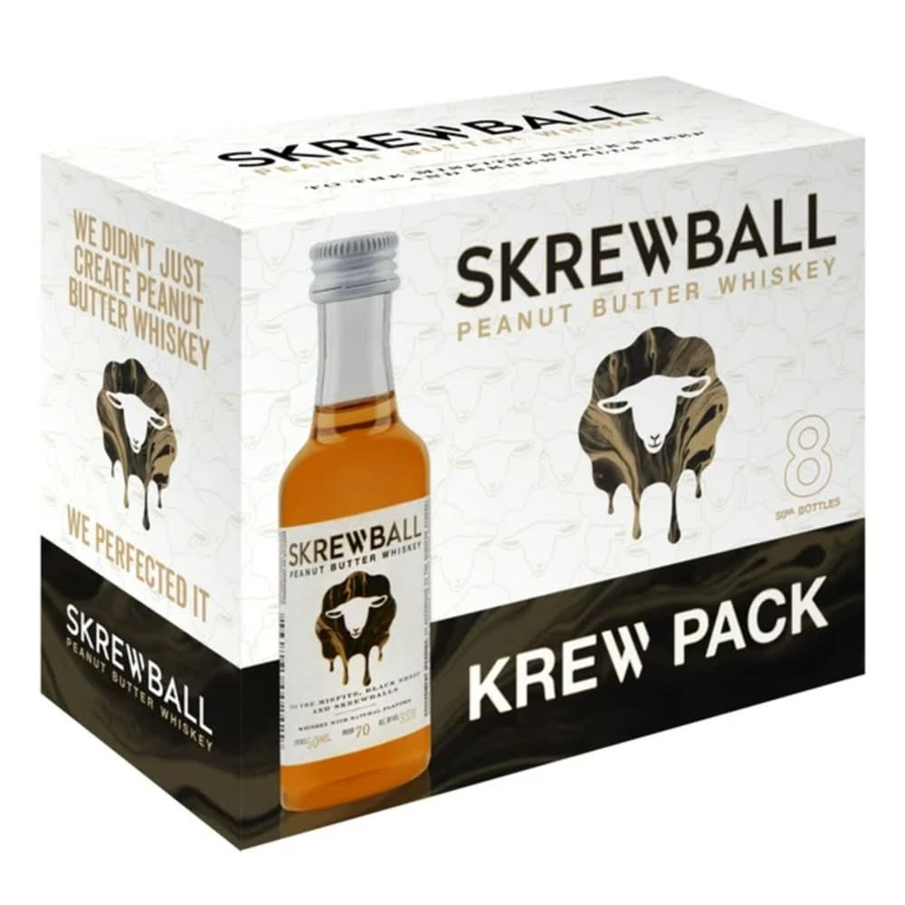 Skrewball Flavored Whiskey, Peanut Butter (8 x 50 ml)