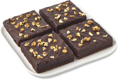 Bakery Brownies Fudge Iced With Nuts 4 Count