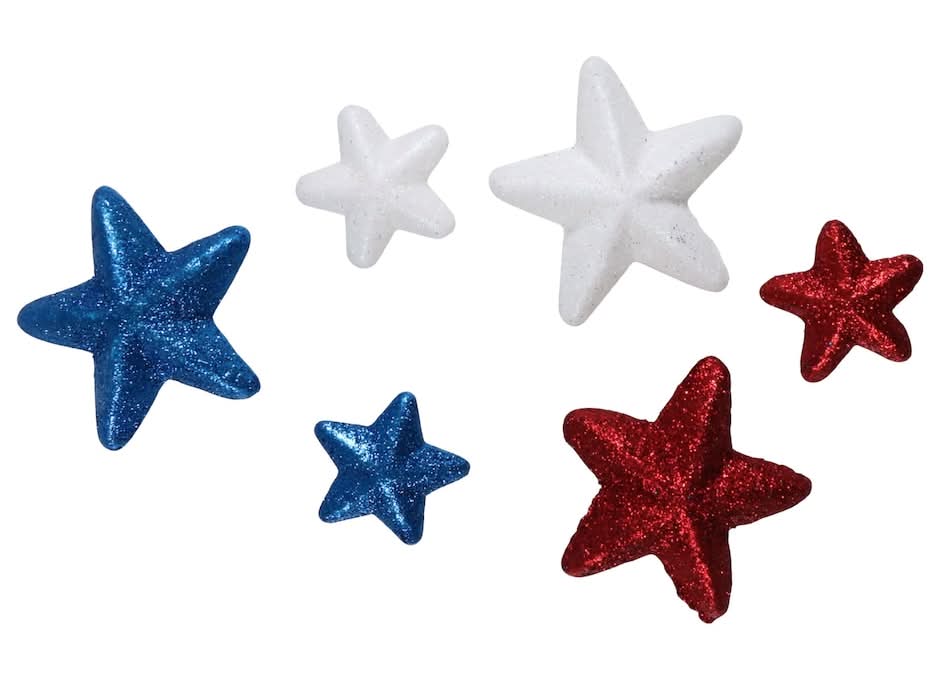 Greenbrier International Inc Patriotic Foam Glitter Stars, Assorted (20 ct)
