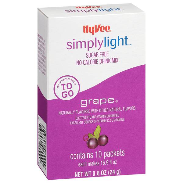 Hy-Vee Simplylight Low Calorie Grape Drink Mix 10Ct