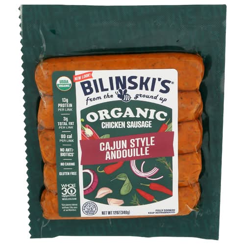 Bilinski's Organic Cajun-Style Andouille Chicken Sausage