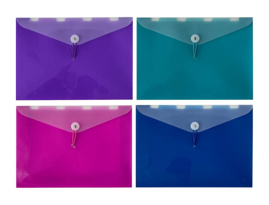 Jot 3-Pocket Expanding File Organizers with Elastic Closures, Assorted Colors, 1-ct.