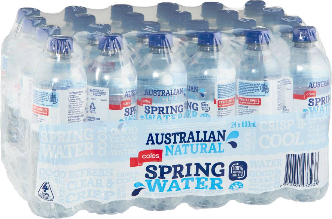 Coles Spring Water 24 Pack 600mL X carton 24
