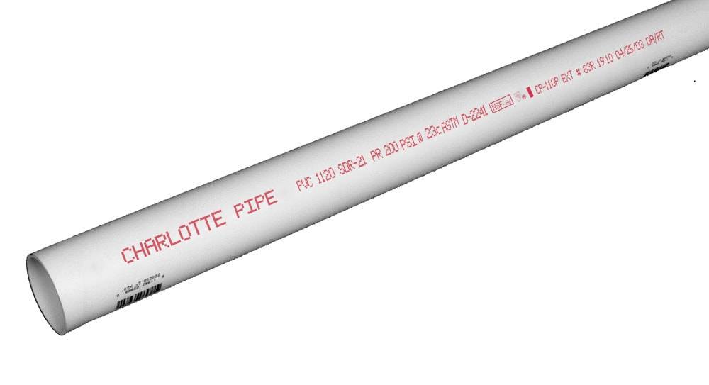 Charlotte Pipe 1-in x 10-ft 200 Psi SDR 21 PVC Pipe | PVC 20010  0600RS