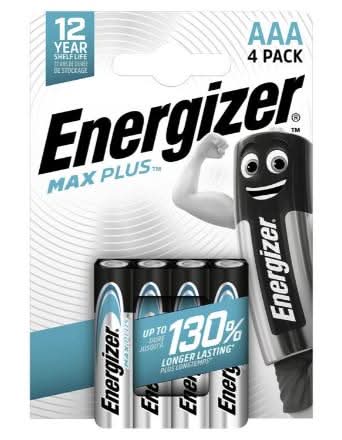 Energizer Max Plus AAA Batteries, Alkaline, 4 Pack