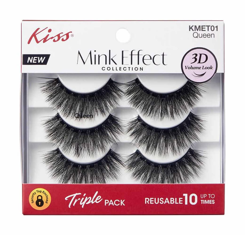 KISS Mink Effect Collection 3d Volume False Eyelashes, Queen (3 ct)