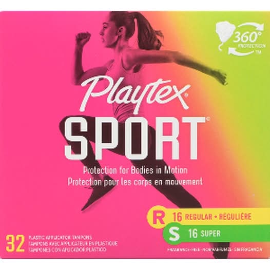 Playtex Sport Regular & Super Unscented Athletic Tampons (32 ct)