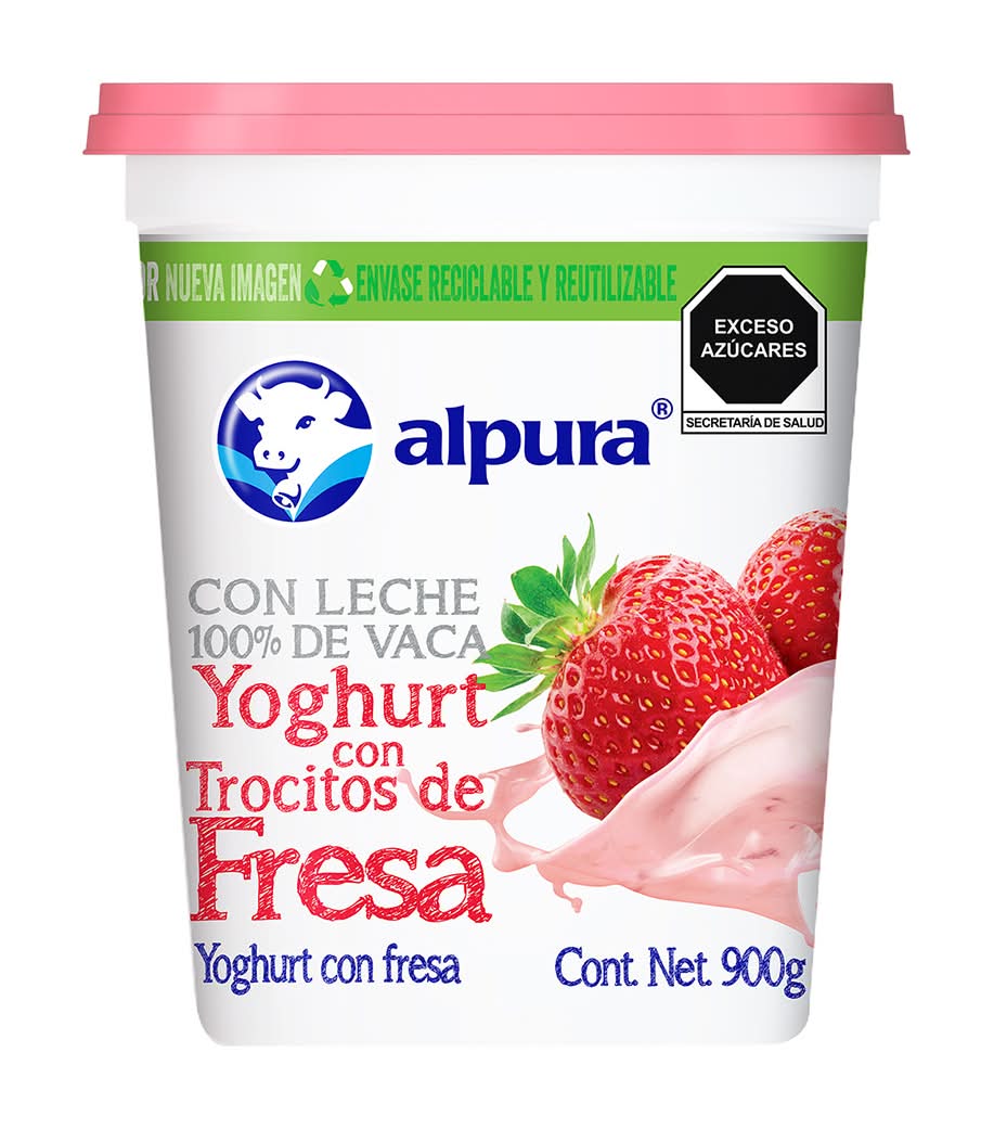 Alpura · Yogurt batido, fresa (900 g)