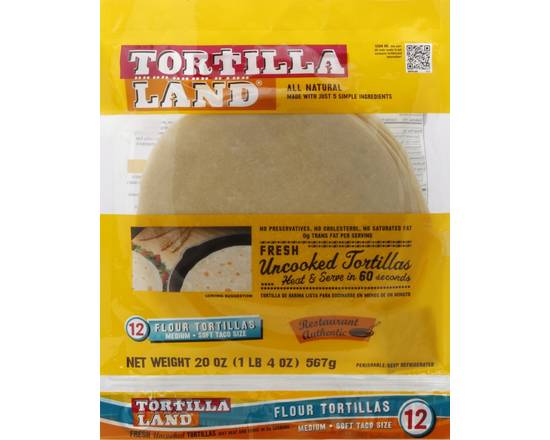 Tortilla Land · Uncooked Flour Tortillas (12 tortillas)