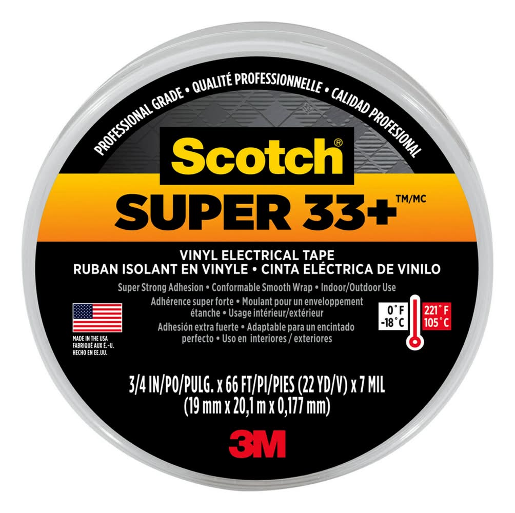 Scotch Super 33+ 0.75-in x 66.0-ft Vinyl Electrical Tape Black