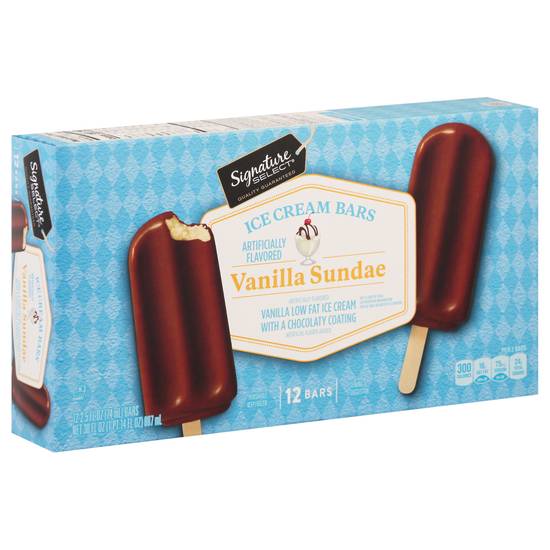 Signature Select Vanilla Sundae Ice Cream Bars (12 x 2.5 fl oz)