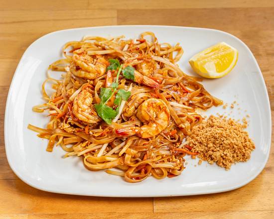 P24 Phad thaï au crevettes (pâtes de riz sauté)🥘🔥🦐