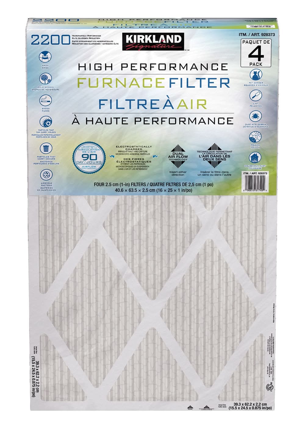 Kirkland Signature - Filtres À Air Haute Performance, Paquet De 4 / Kirkland Signature High-Performance Air Filters, Pack Of 4