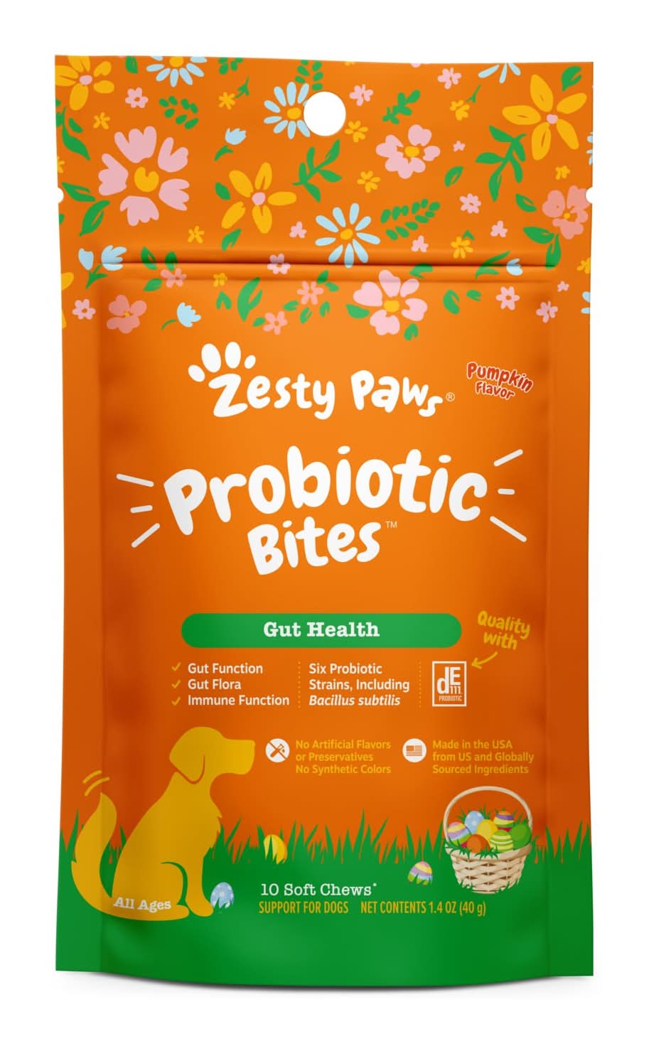 Zesty Paws Probiotics Bites Soft Chews, Pumpkin (1.4 oz, 10 ct)