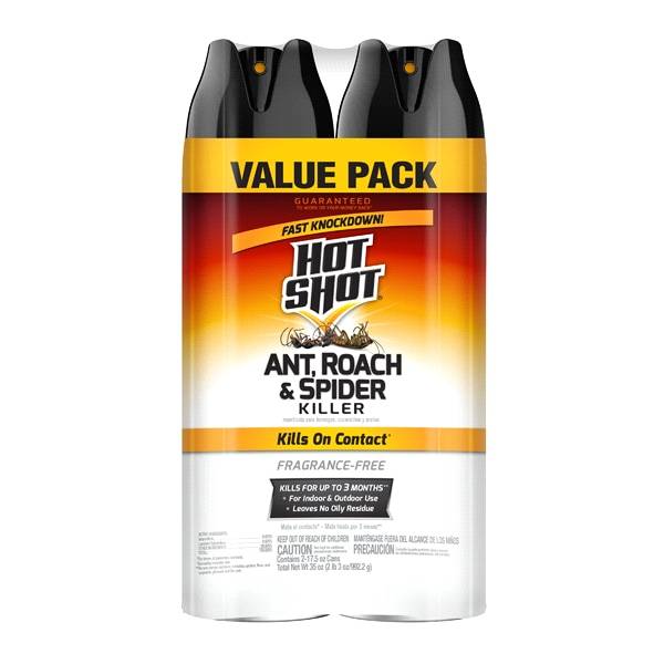Hot Shot Ant Roach & Spider Twin pack Aerosol Unscented