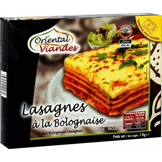 Plats cuisinés halal lasagnes bolognaise ORIENTAL VIANDES - la boite de 1 kg