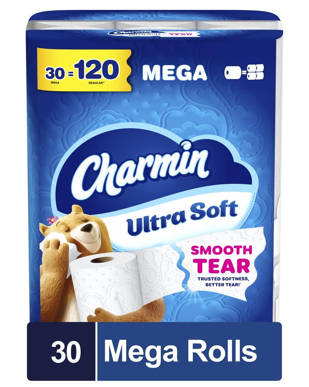 Charmin Ultra Soft 2 Ply Toilet Paper Mega Rolls, 3.92x4 in (30 ct)