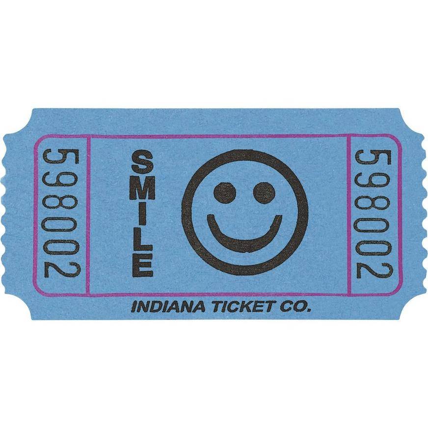 Blue Smiley Single Roll Tickets, 1000ct