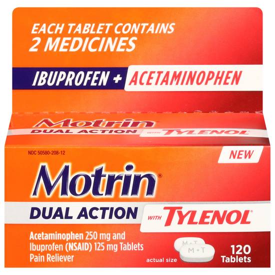 Motrin Dual Action With Tylenol Ibuprofen and Acetaminophen (120 ct)
