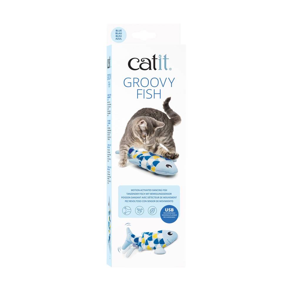 Catit Groovy Dancing Fish Cat Toy, Blue