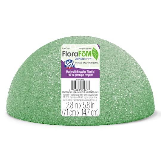 Floracraft Florafōm Green Half Ball Foam, 2.8" X 5.8"