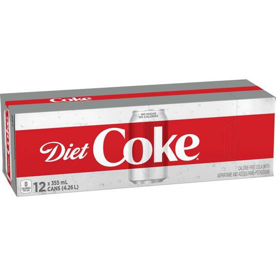 Coca-cola coke diètemd, canettes de 355ml (12 x 355 ml) - diet soft drink (12 x 355 ml)