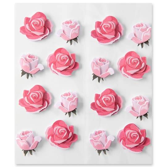 Pink Rose Floral Dimensional Stickers By Recollections