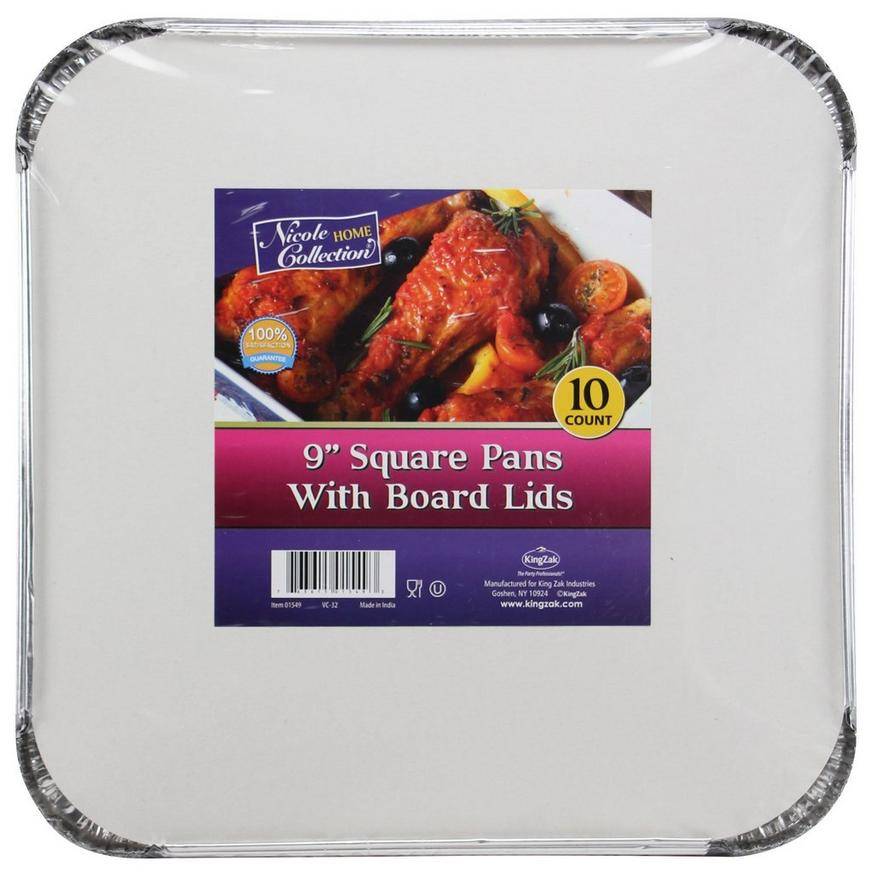 Party City Square Aluminum Pans With Board Lids, Multi Color (10 ct)