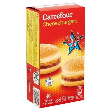Cheeseburgers CARREFOUR - le paquet de 2 x 130g